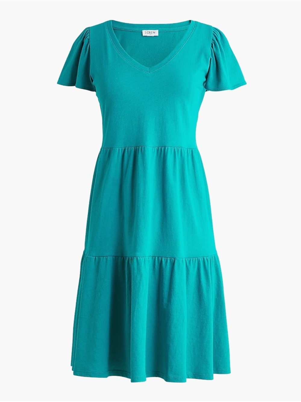 J. Crew Women’s 100% Cotton V-Neck Tiered Midi Dress Flutter Sleeves Plus Sz 3X